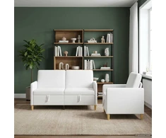 Sofa Sofos komplektas su saugojimu 2 pcs Balta Poliesteris