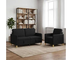 Sofa Sofos komplektas su saugojimu 2 pcs Juoda Poliesteris