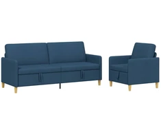 Sofa Sofos komplektas su saugojimu 2 pcs Mėlyna Poliesteris
