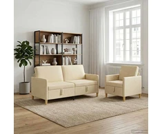 Sofa Sofos komplektas su saugojimu 2 pcs Kreminė Poliesteris