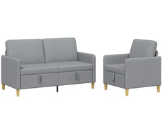 Sofa Sofos komplektas su saugojimu 2 pcs Šviesiai pilka Poliesteris