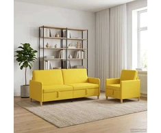 Sofa Sofos komplektas su saugojimu 2 pcs Šviesi geltona Poliesteris
