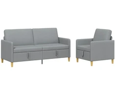 Sofa Sofos komplektas su saugojimu 2 pcs Šviesiai pilka Poliesteris