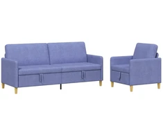 Sofa Sofos komplektas su saugojimu 2 pcs Džinsinės mėlynos