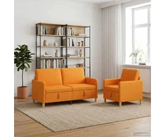 Sofa Sofos komplektas su saugojimu 2 pcs Tamsiai geltona Poliesteris