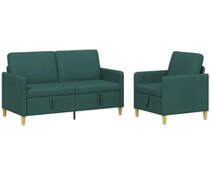 Sofa Sofos komplektas su saugojimu 2 pcs Tamsiai žalia Poliesteris