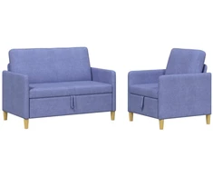 Sofa Sofos komplektas su saugojimu 2 pcs Džinsinės mėlynos