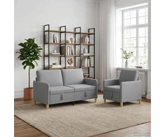 Sofa Sofos komplektas su saugojimu 2 pcs Šviesiai pilka Poliesteris