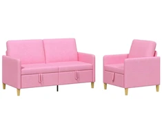 Sofa Sofos komplektas su saugojimu 2 pcs Rožinė Poliesteris