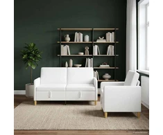 Sofa Sofos komplektas su saugojimu 2 pcs Balta Poliesteris