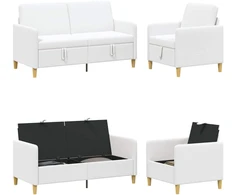 Sofa Sofos komplektas su saugojimu 2 vnt. Balta Poliesteris