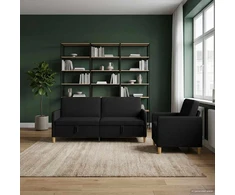 Sofa Sofos komplektas su saugojimu 2 pcs Juoda Poliesteris