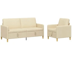 Sofa Sofos komplektas su saugojimu 2 pcs Kreminė Poliesteris