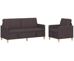 Sofa Sofos komplektas su saugojimu 2 pcs Tamsiai rudas Poliesteris