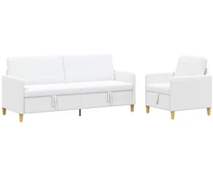 Sofa Sofos komplektas su saugojimu 2 pcs Balta Poliesteris