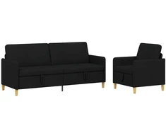 Sofa Sofos komplektas su saugojimu 2 pcs Juoda Poliesteris