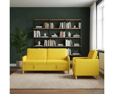 Sofa Sofos komplektas su saugojimu 2 pcs Šviesi geltona Poliesteris