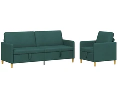 Sofa Sofos komplektas su saugojimu 2 pcs Tamsiai žalia Poliesteris