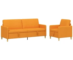Sofa Sofos komplektas su saugojimu 2 pcs Tamsiai geltona Poliesteris