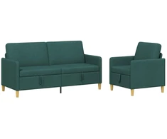 Sofa Sofos komplektas su saugojimu 2 pcs Tamsiai žalia Poliesteris