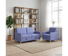 Sofa Sofos komplektas su saugojimu 2 pcs Džinsinės mėlynos