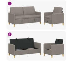Sofa Sofos komplektas su saugojimu 2 vnt. Taupe Poliesteris