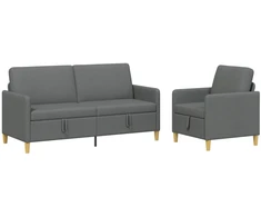 Sofa Sofos komplektas su saugojimu 2 pcs Tamsiai pilka Poliesteris