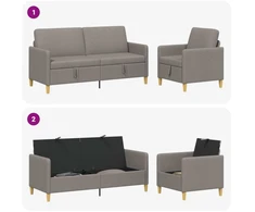 Sofa Sofos komplektas su saugojimu 2 vnt. Taupe Poliesteris