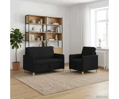 Sofa Sofos komplektas su saugojimu 2 pcs Juoda Poliesteris