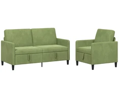 Sofa Sofos komplektas su saugojimu 2 vnt. Šviesiai žalia Poliesteris