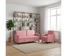 Sofa Sofos komplektas su saugojimu 2 vnt. Rožinė Poliesteris