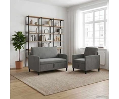 Sofa Sofos komplektas su saugojimu 2 vnt. Tamsiai pilka Poliesteris