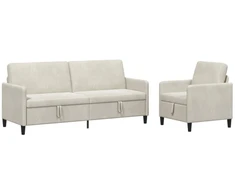 Sofa Sofos komplektas su saugojimu 2 vnt. Kreminė Poliesteris