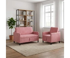 Sofa Sofos komplektas su saugojimu 2 vnt. Rožinė Poliesteris