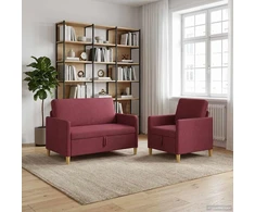 Sofa Sofos komplektas su saugojimu 2 vnt. Vyno raudona Poliesteris