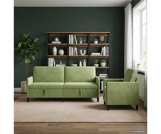 Sofa Sofos komplektas su saugojimu 2 vnt. Šviesiai žalia Poliesteris