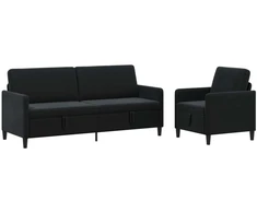 Sofa Sofos komplektas su saugojimu 2 vnt. Juoda Poliesteris