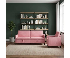 Sofa Sofos komplektas su saugojimu 2 vnt. Rožinė Poliesteris
