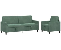 Sofa Sofos komplektas su saugojimu 2 vnt. Jūrinė žalia Poliesteris