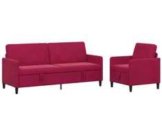 Sofa Sofos komplektas su saugojimu 2 vnt. Vyno raudona Poliesteris
