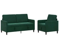 Sofa Sofos komplektas su saugojimu 2 vnt. Tamsiai žalia Poliesteris