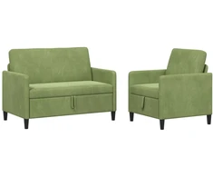 Sofa Sofos komplektas su saugojimu 2 vnt. Šviesiai žalia Poliesteris