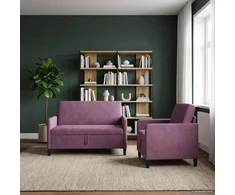 Sofa Sofos komplektas su saugojimu 2 vnt. Violetinė Poliesteris