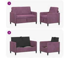 Sofa Sofos komplektas su saugojimu 2 vnt. Violetinė Poliesteris