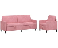 Sofa Sofos komplektas su saugojimu 2 vnt. Rožinė Poliesteris