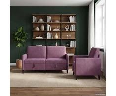 Sofa Sofos komplektas su saugojimu 2 vnt. Violetinė Poliesteris
