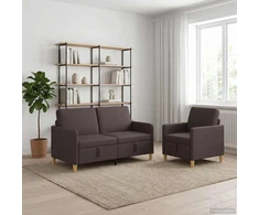 Sofa Sofos komplektas su saugojimu 2 vnt. Tamsiai rudas Poliesteris
