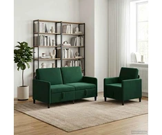 Sofa Sofos komplektas su saugojimu 2 vnt. Tamsiai žalia Poliesteris