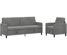 Sofa Sofos komplektas su saugojimu 2 vnt. Tamsiai pilka Poliesteris
