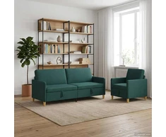 Sofa Sofos komplektas su saugojimu 2 vnt. Tamsiai žalia Poliesteris